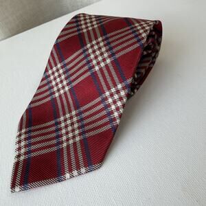 Ralph Lauren Red Plaid Silk Tie Holiday Tartan Made in USA 90s Vintage